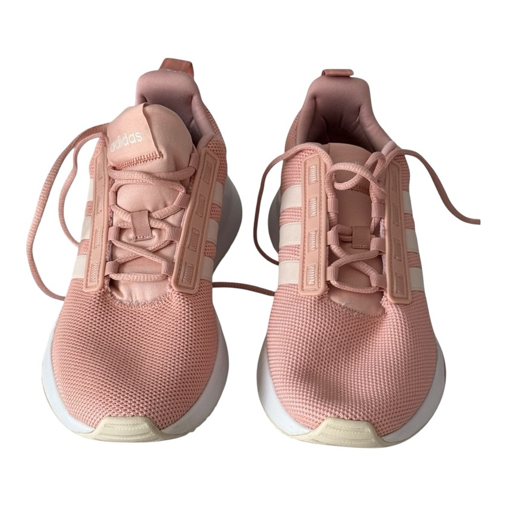 Adidas Pink Sneakers with Knit Upper and White Sole EUC